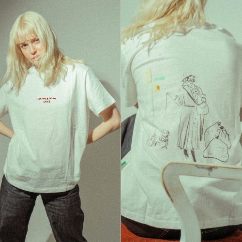 Lady Tee & Handle With Care Embroidery