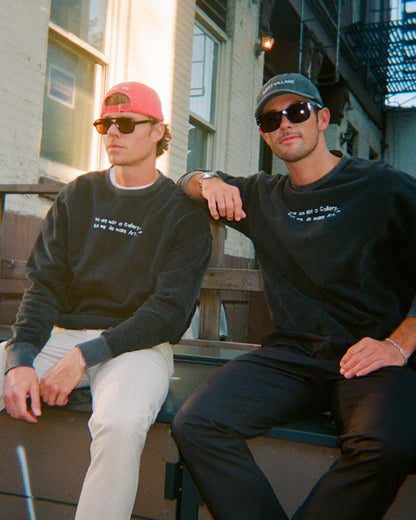 "We are not a gallery, but we do make art."charcoal Crewneck