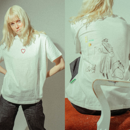 Lady Tee & Heart Embroidery