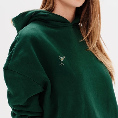 Premium green hoodie with a martini embroidery