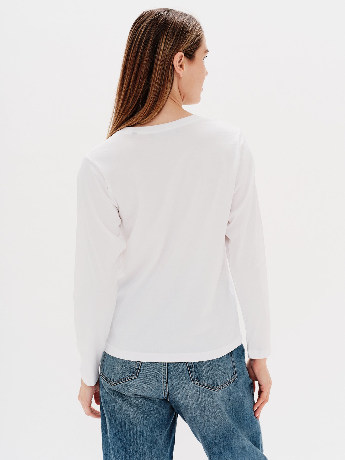 white long sleeve t-shirt with I 
don't know what i want embroidery