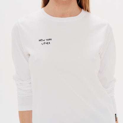 white t-shirt with New York Lover embroidery