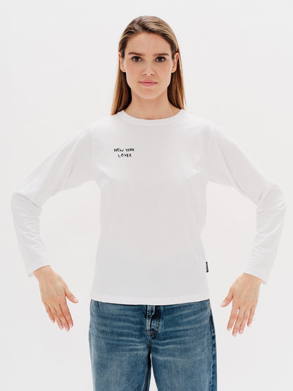 white t-shirt with New York Lover embroidery